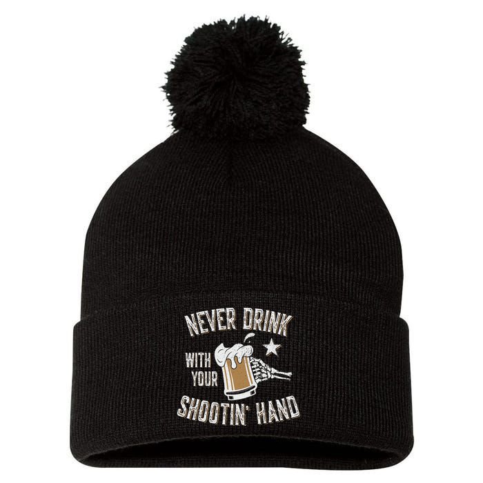 Never Drink with Your Shooting Hand Skeleton Funny Drinking Pom Pom 12in Knit Beanie