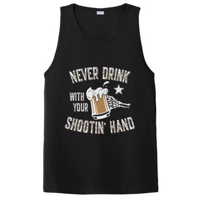 Never Drink with Your Shooting Hand Skeleton Funny Drinking PosiCharge Competitor Tank