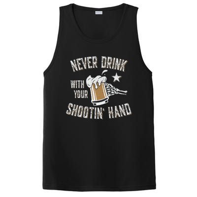 Never Drink with Your Shooting Hand Skeleton Funny Drinking PosiCharge Competitor Tank