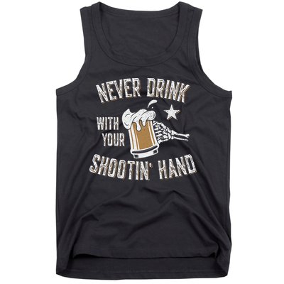 Never Drink with Your Shooting Hand Skeleton Funny Drinking Tank Top