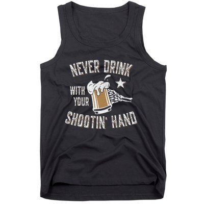 Never Drink with Your Shooting Hand Skeleton Funny Drinking Tank Top