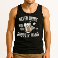 Never Drink with Your Shooting Hand Skeleton Funny Drinking Tank Top