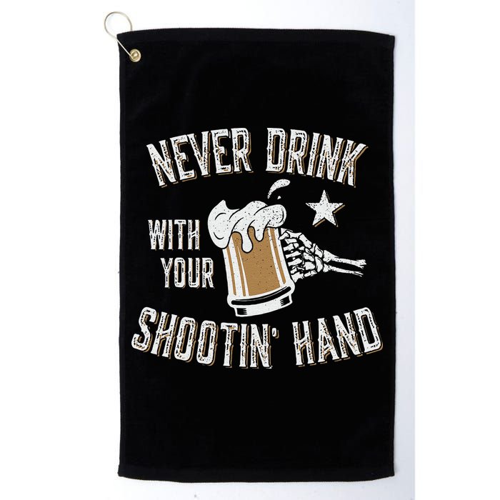 Never Drink with Your Shooting Hand Skeleton Funny Drinking Golf Towel