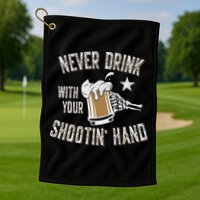 Never Drink with Your Shooting Hand Skeleton Funny Drinking Golf Towel