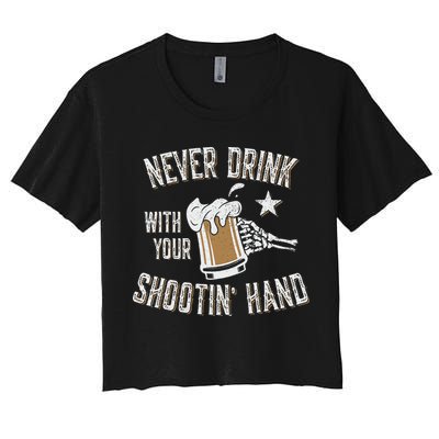 Never Drink with Your Shooting Hand Skeleton Funny Drinking Crop Top