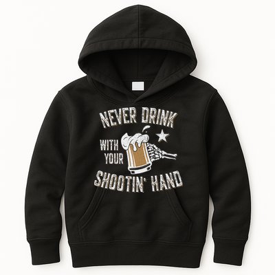 Never Drink with Your Shooting Hand Skeleton Funny Drinking Kids Hoodie