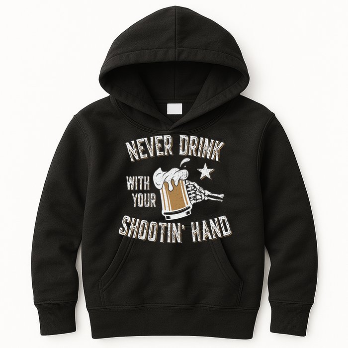 Never Drink with Your Shooting Hand Skeleton Funny Drinking Kids Hoodie