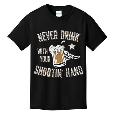 Never Drink with Your Shooting Hand Skeleton Funny Drinking Kids T-Shirt