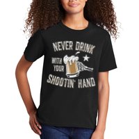 Never Drink with Your Shooting Hand Skeleton Funny Drinking Kids T-Shirt