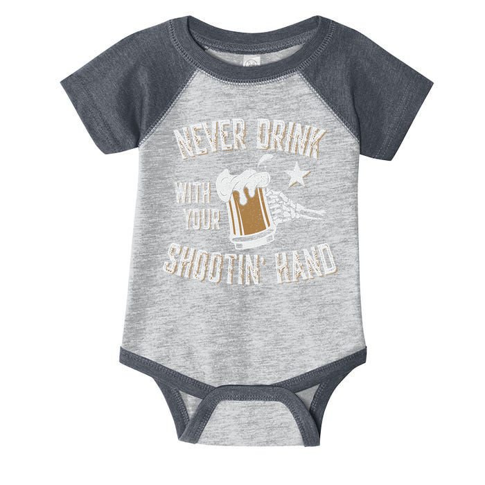 Never Drink with Your Shooting Hand Skeleton Funny Drinking Infant Baby Jersey Bodysuit