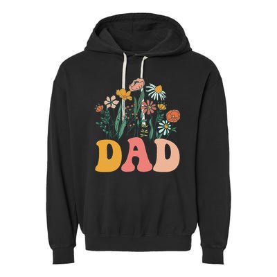 New Dad Wildflower First Birthday & Baby Shower Garment-Dyed Fleece Hoodie