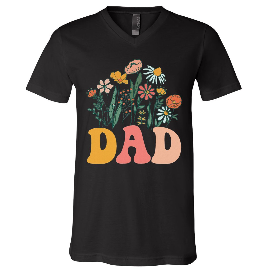New Dad Wildflower First Birthday & Baby Shower V-Neck T-Shirt