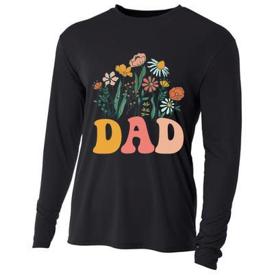 New Dad Wildflower First Birthday & Baby Shower Cooling Performance Long Sleeve Crew