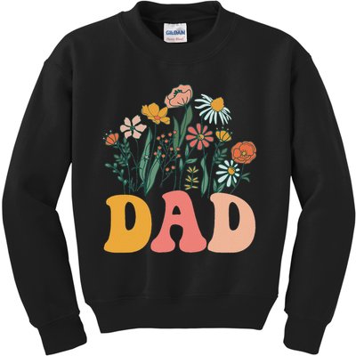New Dad Wildflower First Birthday & Baby Shower Kids Sweatshirt