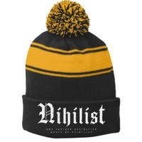 Nihilist Definition Would Be Pointless Philosophy Nihilism Stripe Pom Pom Beanie