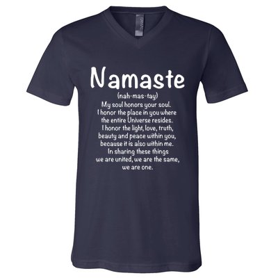 Namaste Definition Yoga Meditation Buddhist Gift V-Neck T-Shirt