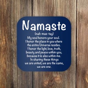 Namaste Definition Yoga Meditation Buddhist Gift Coaster