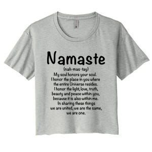 Namaste Definition Yoga Meditation Buddhist Gift Women's Crop Top Tee