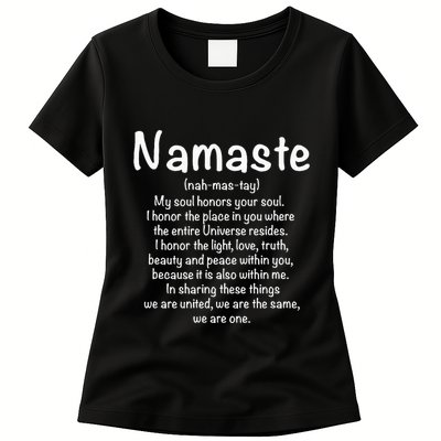 Namaste Definition Yoga Meditation Buddhist Gift Womens T-Shirt