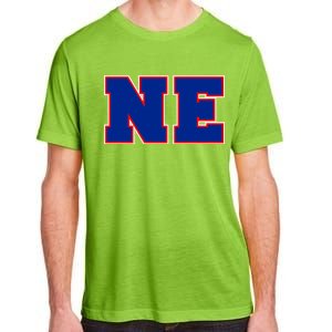 NE New England Massachusetts College Letters Football Fan Block Letters Adult ChromaSoft Performance T-Shirt