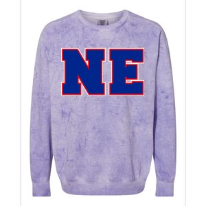 NE New England Massachusetts College Letters Football Fan Block Letters Colorblast Crewneck Sweatshirt