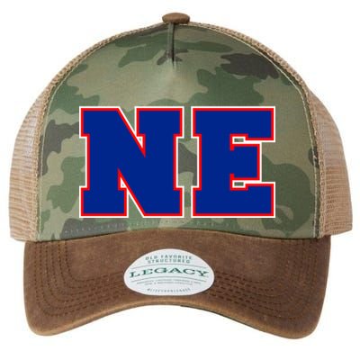 NE New England Massachusetts College Letters Football Fan Block Letters Legacy Tie Dye Trucker Hat