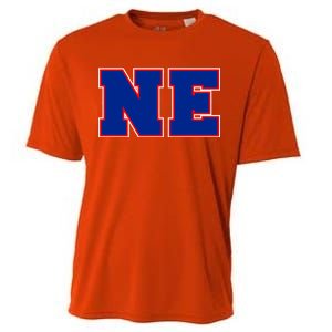 NE New England Massachusetts College Letters Football Fan Block Letters Cooling Performance Crew T-Shirt