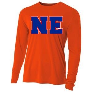 NE New England Massachusetts College Letters Football Fan Block Letters Cooling Performance Long Sleeve Crew