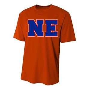 NE New England Massachusetts College Letters Football Fan Block Letters Performance Sprint T-Shirt