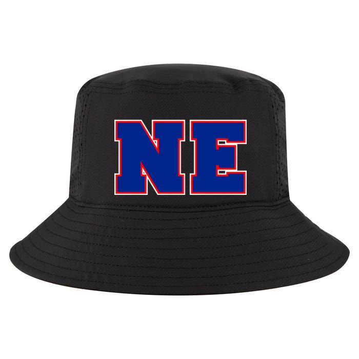 NE New England Massachusetts College Letters Football Fan Block Letters Cool Comfort Performance Bucket Hat