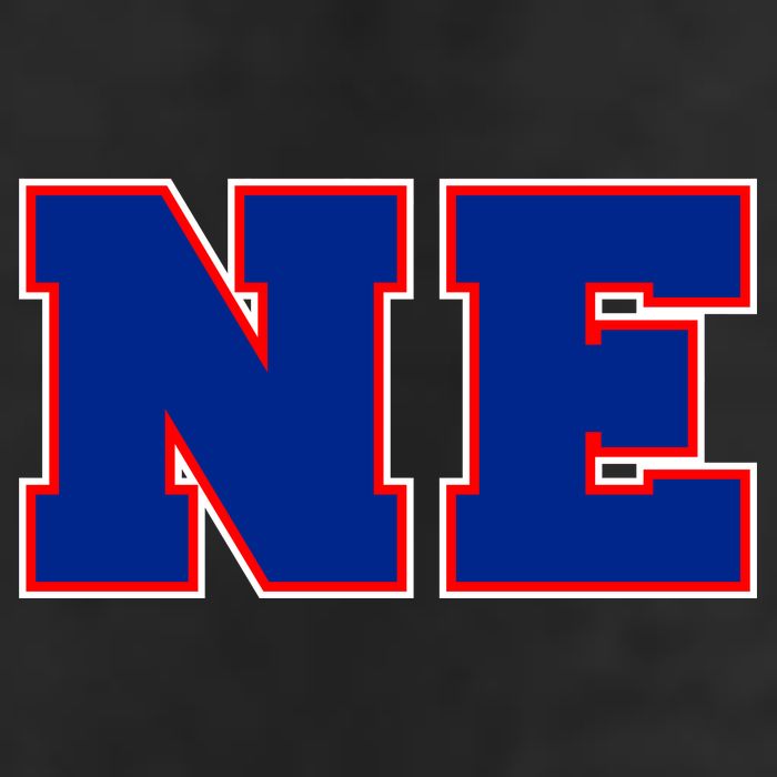 NE New England Massachusetts College Letters Football Fan Block Letters Cool Comfort Performance Bucket Hat
