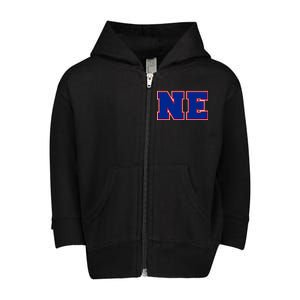 NE New England Massachusetts College Letters Football Fan Block Letters Toddler Zip Fleece Hoodie