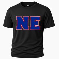 NE New England Massachusetts College Letters Football Fan Block Letters Cooling Performance Crew T-Shirt