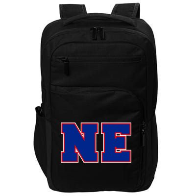 NE New England Massachusetts College Letters Football Fan Block Letters Impact Tech Backpack