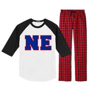 NE New England Massachusetts College Letters Football Fan Block Letters Raglan Sleeve Pajama Set