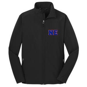 NE New England Massachusetts College Letters Football Fan Block Letters Core Soft Shell Jacket