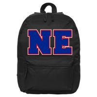 NE New England Massachusetts College Letters Football Fan Block Letters 16 in Basic Backpack