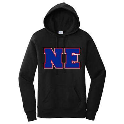 NE New England Massachusetts College Letters Football Fan Block Letters Women's Pullover Hoodie