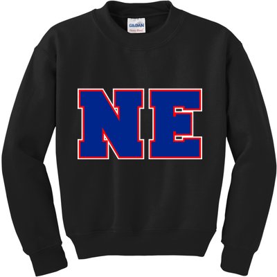 NE New England Massachusetts College Letters Football Fan Block Letters Kids Sweatshirt