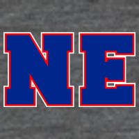 NE New England Massachusetts College Letters Football Fan Block Letters 7 Panel Mesh Trucker Snapback Hat