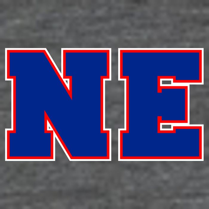 NE New England Massachusetts College Letters Football Fan Block Letters 7 Panel Mesh Trucker Snapback Hat