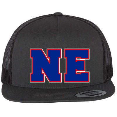 NE New England Massachusetts College Letters Football Fan Block Letters Flatbill Hat