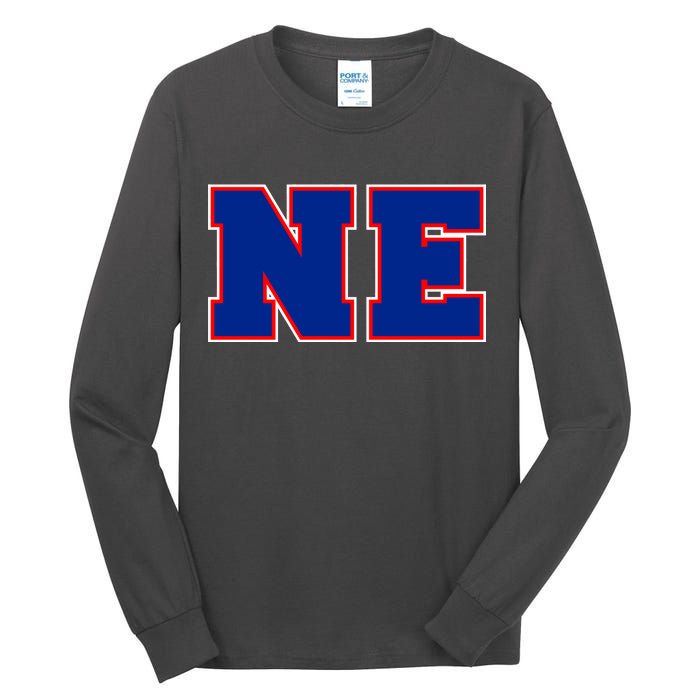 NE New England Massachusetts College Letters Football Fan Block Letters Tall Long Sleeve T-Shirt