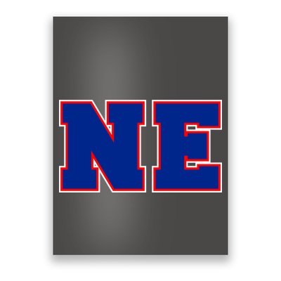 NE New England Massachusetts College Letters Football Fan Block Letters Poster