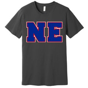 NE New England Massachusetts College Letters Football Fan Block Letters Premium T-Shirt