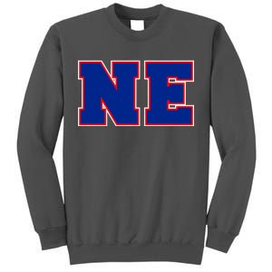 NE New England Massachusetts College Letters Football Fan Block Letters Tall Sweatshirt