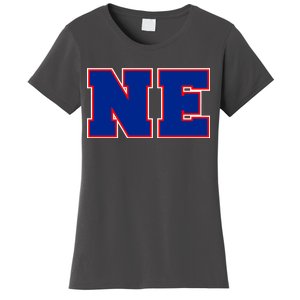 NE New England Massachusetts College Letters Football Fan Block Letters Women's T-Shirt