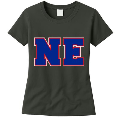 NE New England Massachusetts College Letters Football Fan Block Letters Womens T-Shirt