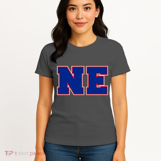 NE New England Massachusetts College Letters Football Fan Block Letters Womens T-Shirt