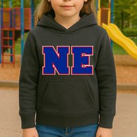 NE New England Massachusetts College Letters Football Fan Block Letters Kids Hoodie